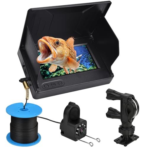 Cámara de pesca impermeable con lente ultra ancha de visión mejorada, buscador de peces subacuáticos para hielo, pesca en el lago, cámara subacuática impermeable IP68 para pesca, 4.3 pulgadas