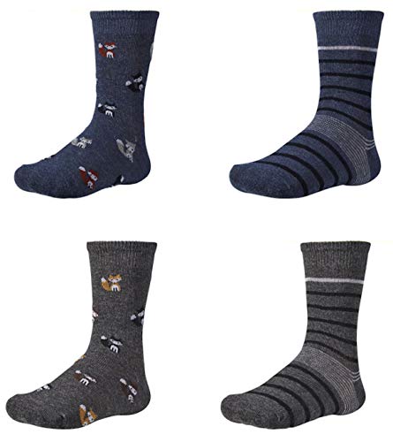 Ysabel Mora 4er Pack Jungen Strümpfe Socken Fuchs Streifen marine grau (26-28) Cover