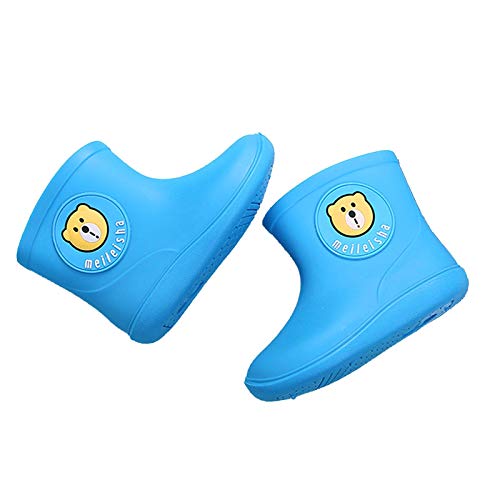 FIN86 Baby Waterproof Rain Boots, Toddler Kids Baby Boys Girls Cartoon Rubber Waterproof Rain Shoes Rain Boots (Blue, 1-2 Years)