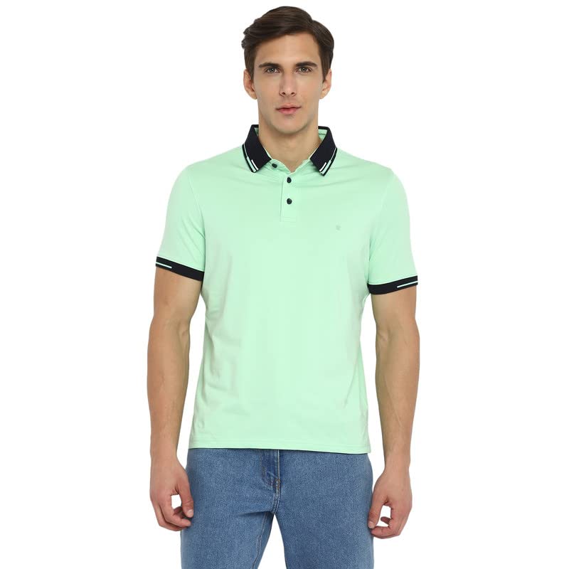 Image of Turtle Men Cotton Stretch White Plain Polo Neck Half Sleeve Casual T-Shirt