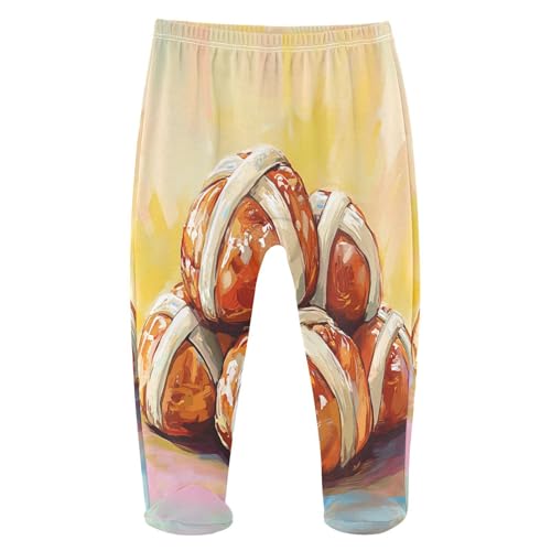 Caihoyu Baby Pjs with Feetie Cotton Footed Bottoms with Attached Legs for Unisex Boys Girls 6M Happy Easter Hot Cross Buns