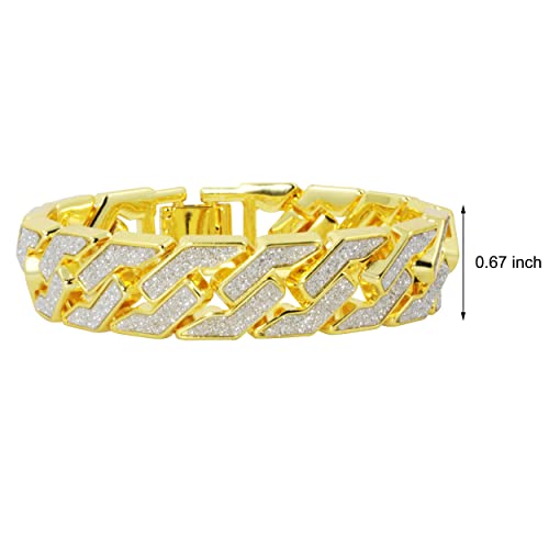 Innocence Imperial Crown King 18K Gold Cz Beads Cuff Bracelet Luxury Charm Fashion Cuban Link Bangle Jewelry Set For Men Women (A Gold) #TOP3