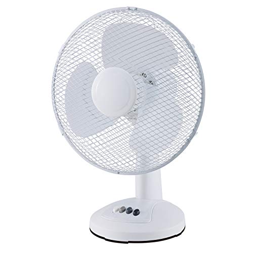 webwarenhaus AB ELEKTRO Tischventilator 40W starker Motor, 85° Oszillation mit 3 Geschwindigkeitsstufen und verstellbarem Neigungswinkel, Weiß Cover