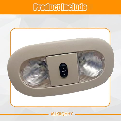 Image of 8C3Z-25519A70-AA Overhead Console with LED Dome Map Light & Sunroof Switch COMPATIBLE WITH Ford F-250 F-350 F-450 F-550 Super Duty 2008-2010 Cab Interior Ceiling Roof Reading Lamp, Beige