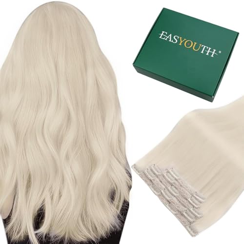 Extension Cheveux Naturel Clip Blond Blanche Coiffure Mariage et Soirée 55cm