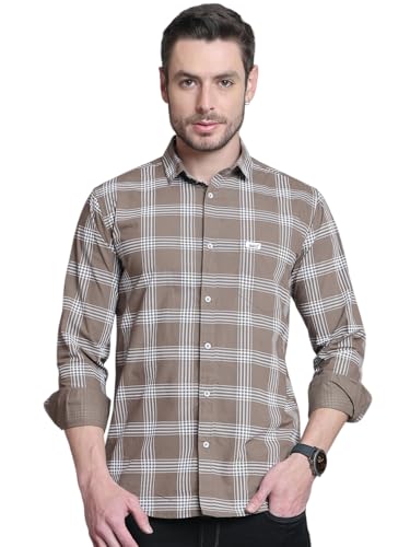 Image of Majestic Man Slim Fit Cotton Casual Check Shirt for Men