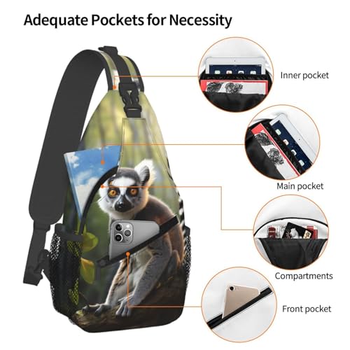 Mochila Sling Crossbody Negra para Senderismo miniatura 3