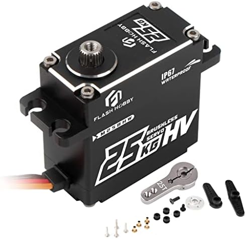 FLASH HOBBY M25BHW Waterproof IP67 25kg Full Aluminum Case High Torque Digital Brushless Motor Servo Compatible with 1/8, 1/10 1/12 RC Crawler Car, Robot,Truck Robot Parts
