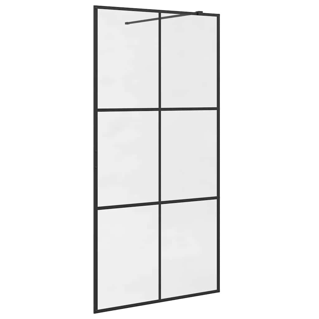vidaXL Parete per Doccia Walk-in Vetro Trasparente ESG Nera 100x195 cm