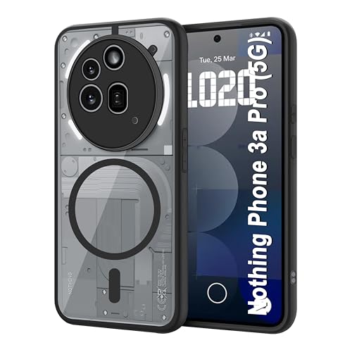 Image of CEDO Backcover for Nothing Phone 3a Pro (5G) | Compatible with Magsafe Wireless Charging | Camera Protection Shockproof Case | Magnetic Ring Lock Transparent Acrylic Clear Backcase (Black)
