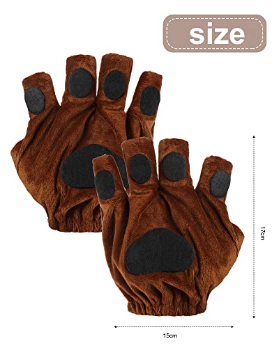 Cindeer 5 Stück Welpen Tier Cosplay Party Set inklusiv Hund Tier Haarreif mit Ohren Fliege Gefälschte Nase Party Hund Schwanz Welpen Pfoten Handschuhe Tierkostüm Zubehör für Halloween (Braun)