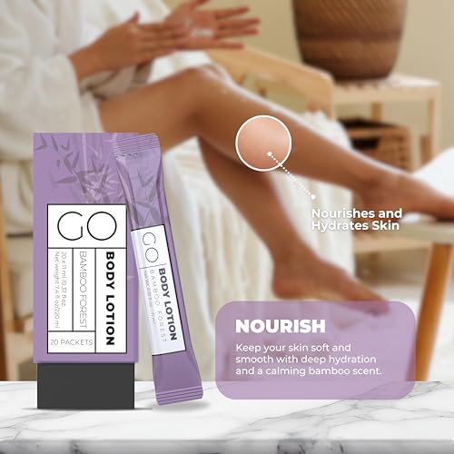 Go Essentials Travel Lotion Packets – Single Use Body and Hand Lotion for Hydrated Skin and Travel Size Toiletries - Bulk Travel Size Lotion Packets