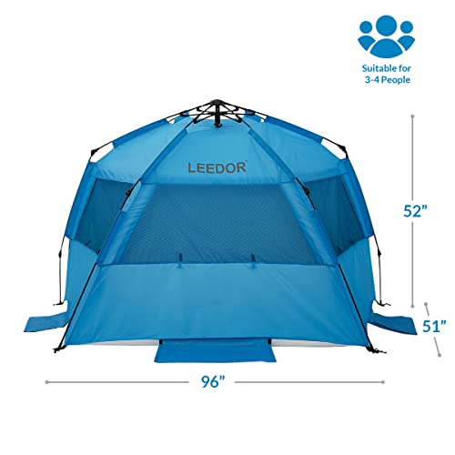 Leedor® Beach Tent Sun Shelter Instant Beach Umbrella Easy with UPF 50+ UV Portable Windproof Pop Up Shade for 3 to 4 Person for Family Patent Pending - Thumbnail 6