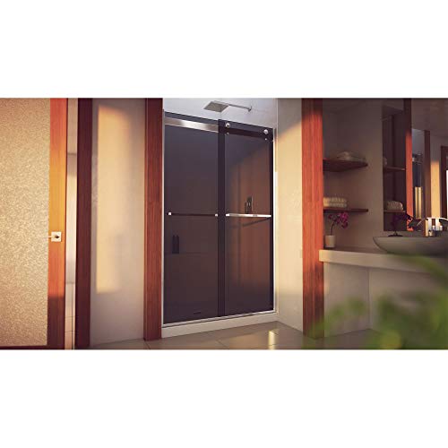 DreamLine Essence-H 44-48 in. W x 76 in. H Semi-Frameless Bypass Shower Door in Brushed Nickel and Gray Glass