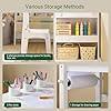 Haotian Kids Craft Table and Chair Set with Paper Roller, Paint Cups & Storage Shelves, 2 in 1 Wooden Art Desk for Drawing Painting Writing, White KMB60-W