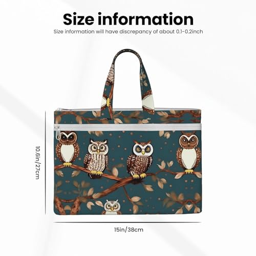 Owls On Tree Branches Canvas Document Bag Briefcase For Professionals And Executives4
