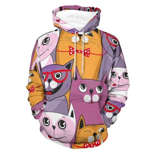 Hoody sweatshirt pull unisexe motif chat manches longues taille S