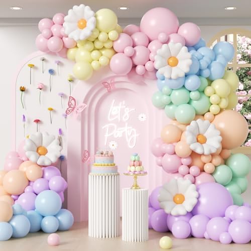 136pcs Pastel Flower Balloon Arch Kit with Pastel Purple Nude Lig...