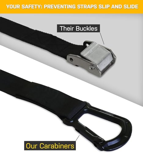 Image of Adjustable Numbered Straps for Gymnastic Rings Steel Carabiners Quick Hook System Easy to Set Up One Pair Strap Only (Yellow)