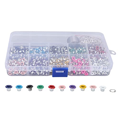 1000Pcs Multicolor Grommet Tool Kit, Metal Eyelets Set with Washers and 3 Pieces Installation Tool Iron Eyelet Grommet for DIY Shoes Clothes Crafts