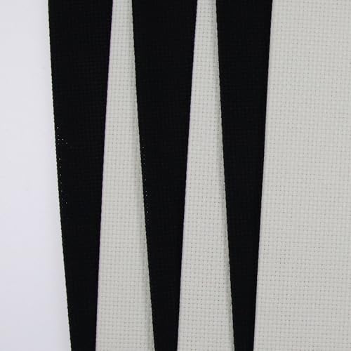 Image of KCS 6 pc of 12 inch x 18 inch(30cmx45cm) 14CT Counted Cotton Aida Cloth Cross Stitch Fabric (Antique White+Black)