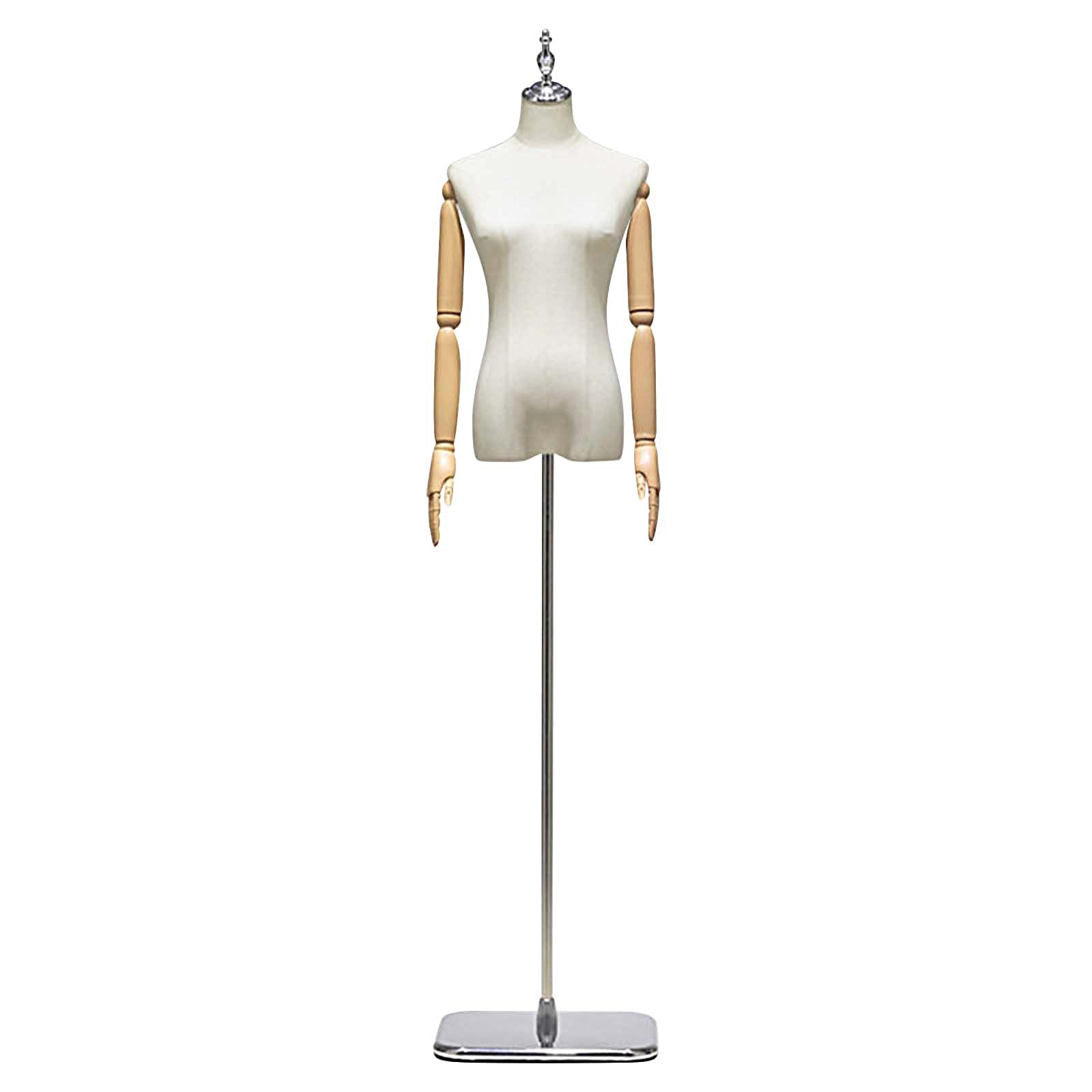 Maniqui Costura Mujer con Soporte Metálico Maniquí Costura Profesional Forro de Plástico y Tela Exterior de Lino Maniquí de Costura para Costura, Exhibición de Moda(Silver 2,M)