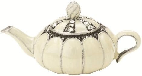 Lisbeth Dahl Cream Teapot Shaped Jewelry Box with Crystals