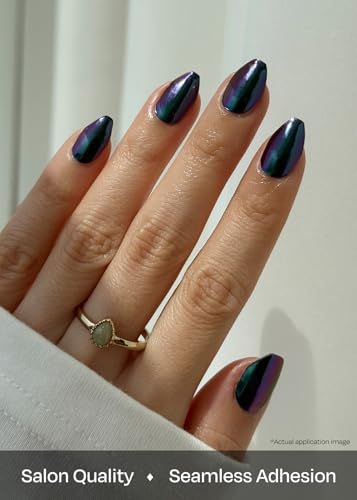 Image of ohora Semi Cured Gel Nail Strips (N Mystic Chrome) - Works with Any Lamps, Salon-Quality, Long Lasting, Easy to Apply & Remove - Includes 2 Prep Pads, Nail File & Wooden Stick
