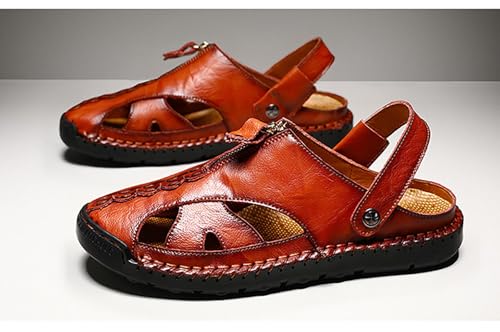 Men's Slippers Sandals Summer Outdoor Walking Leather Breathable Flip Flops Beach Soft Casual Slippers4