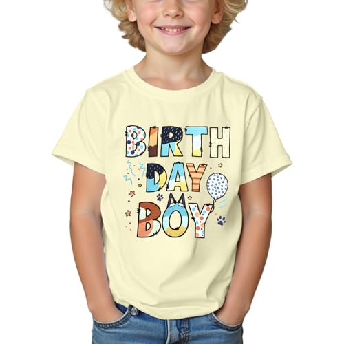 Birthday Shirt for Girl Boy Birthday Party T-Shirt 4-12 Year Kids Cute Balloon Graphic Short Sleeve Tee Tops