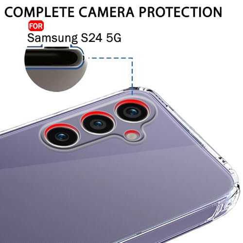 Image of TheGiftKart Back Cover Soft Case for Samsung Galaxy S24 5G | Best Camera Protection | Inbuilt Dust Plugs & Anti-Slip Grip | Ultra Clear Slim Back Cover Case (Silicone, Transparent)