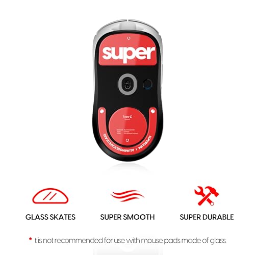Image of Superglide2 - New Controllable Speed Textured Surface Smoothest Mouse Feet /Skates Made with Ultra Strong Glass Smooth and Durable Sole for Logitech G Pro X Superlight2 (Type-C, Red)