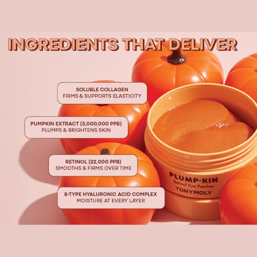 Image of TONYMOLY Plump-kin Retinol Eye Patches for Dark Circles, 3-Pack (90 Pairs)