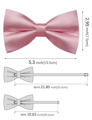 Image of Solid Color Bow Ties for Men Silk Pre-tied Tuxedo Bowtie Set 4PCS | Pre-tied in 3 seconds,adjustable 4PCS bow tie and pocket square cufflinks lapel pin set,wedding,formal,party,prom,graduation