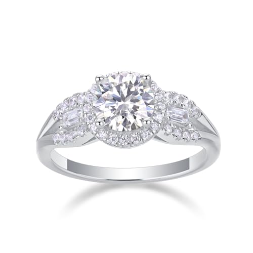 Bague de fiançailles halo moissanite femme Orbe Lunaire solitaire pavé 56