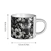 hggaca Black Moth Flower Print Ceramic Coffee Mugs, Large Capacity Mugs, with Comfortable C-Handle Smooth Rim for Daily Hot Drinks #4