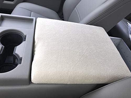 Car Console Covers Plus Fits Ford F150 F250 2014-2022 With 40/20/40 Jump Seat Fleece Auto Armrest Center Console Cover Match Console Lid Shown And Open Handmade Usa Taupe #TOP1