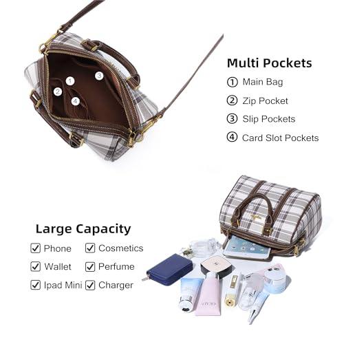 Image of Angel Kiss Women Satchel Purses and Handbags Vegan Leather Boston Barrel Bag Top Handle Shoulder Purse with Crossbody Strap | Vegan Leather