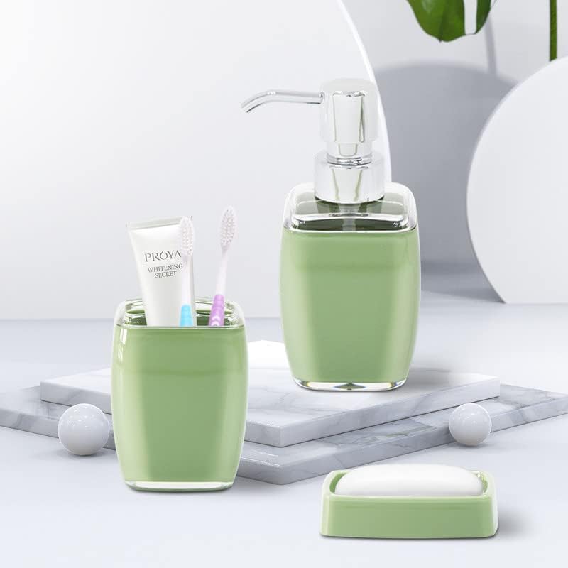 Miniatura 6 de Juego de accesorios de baño acrílicos, juego de regalo de 5 piezas, soporte para cepillo de dientes, cepillo de inodoro, bote de basura, dispensador