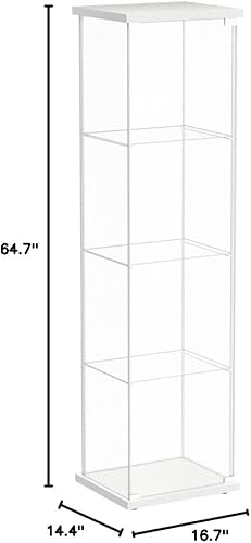 Miniatura 2 de JT Vitrina de cristal con 4 estantes con luz y puerta, fácil de instalar, vidrio templado sólido, estantería Curio de pie para sala de estar,
