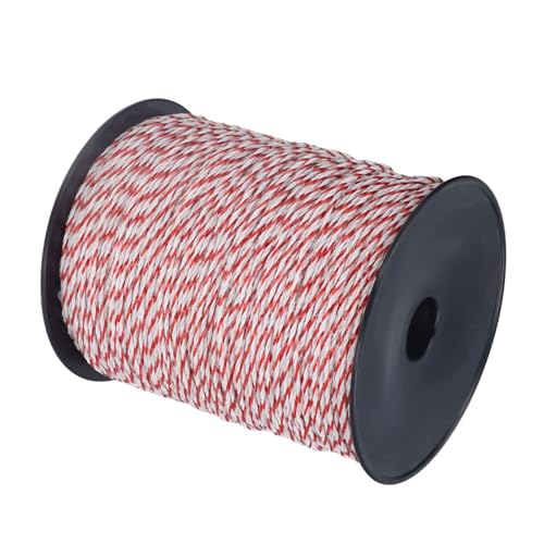 電気柵ポリワイヤー 電気柵 線 電気柵ライン 電柵対応 500メートル 電気柵撚り線 ステンレス鋼 白と赤 多用途 視認性強 耐久性 強導電性 防錆性 軽量 リサイクル 猪対策 豚馬牛羊用動物柵 サル イノシシ 取り付けが簡単 繰り返し利用農場牧場用