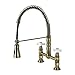 Kingston Brass GS1273PX Heritage Two-Handle Deck-Mount Pull-Down Sprayer Kitchen Faucet, Antique Brass