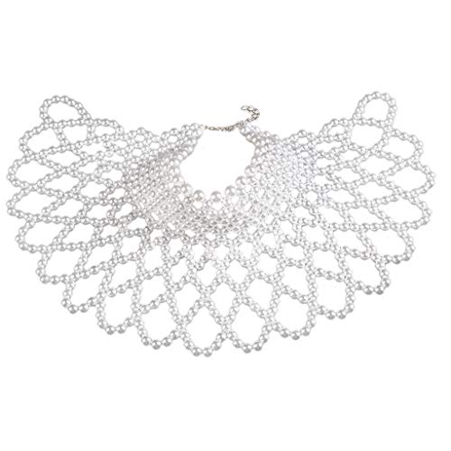 cgbaunioxsskl Femmes Imitation Perle Perlé Bib Choker Collier Corps Chaîne Châle Collier Bijoux Blanc Cover