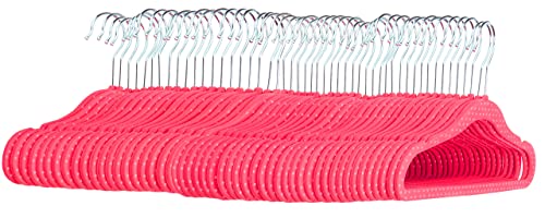 Amazon Basics Lot de 50 cintres en velours pour enfant Rose à pois