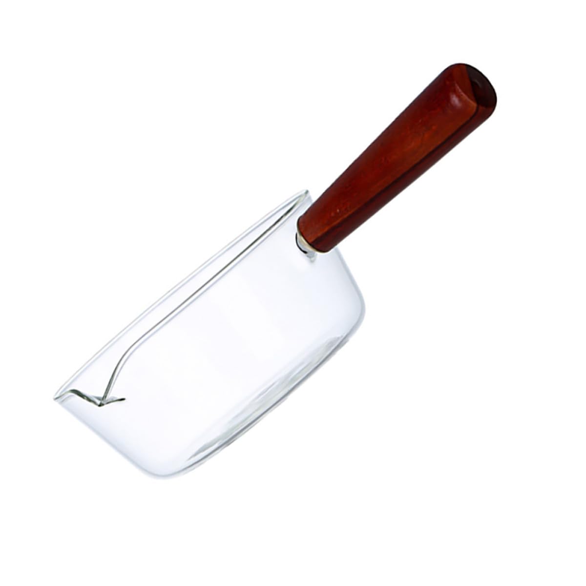 Cacerola de vidrio para calentar leche en el desayuno con mango de madera antiquemaduras Baluue