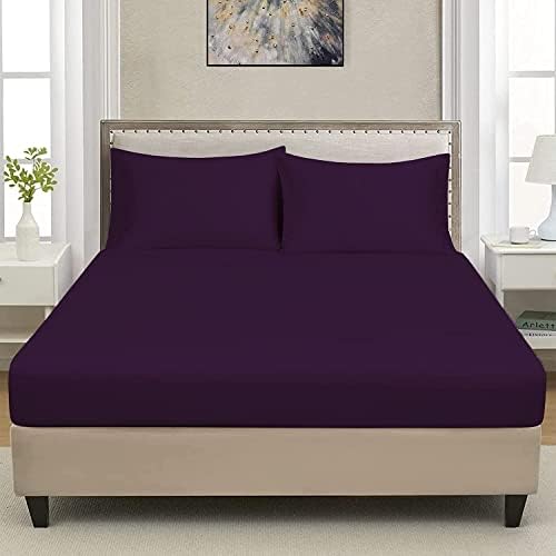 Non Iron Soft Poly-Cotton Plain Dyed Fitted Sheet Single, Double, King, Super King 15 Modern Colors (Teal, Single)