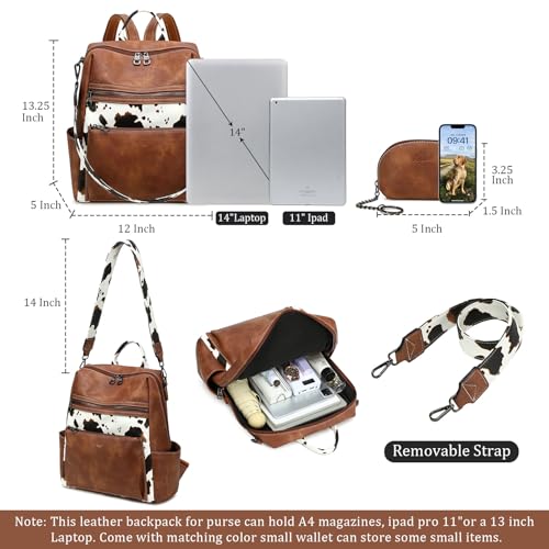 Image of AGLOD Leather Backpack Purse for Women Designer Ladies Shoulder Bag Fashion Faux Work Travel Handbags