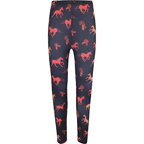 Kids Girls Legging Horses Print Black Stretchy Soft Summer Fashion Bottoms