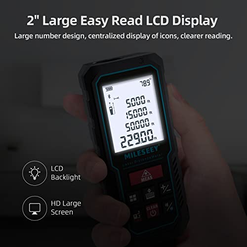 Miniatura 8 de Mileseey Telémetro Láser 70m Con Aplicación De Teléfono, Grabar Datos Plano De Planta 2d Medidor Láser De Distancia De Precisión De 2 Mm, Sensor De Ángulo Electrónico