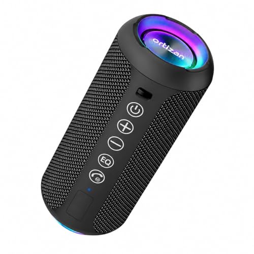 Image of Ortizan Portable Bluetooth Speaker, IPX7 Waterproof, Wireless, Big Sound and Deep Bass, 24W Stereo, TWS Pairing, 30Hrs Playtime, Bluetooth 5.3, RGB Lights, for Home /Party /Outdoor /Beach (X10 Black)
